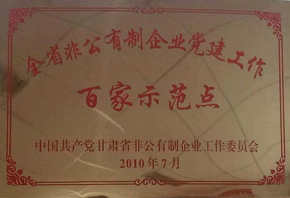 全省非公有制企业党建工作百家示范点